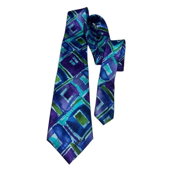 Vibrant Blue and Purple Abstract Tie - Picture 1 of 5
